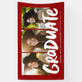 はっきりした卒業モダン3写真赤い卒業ba 横断幕 (縦)