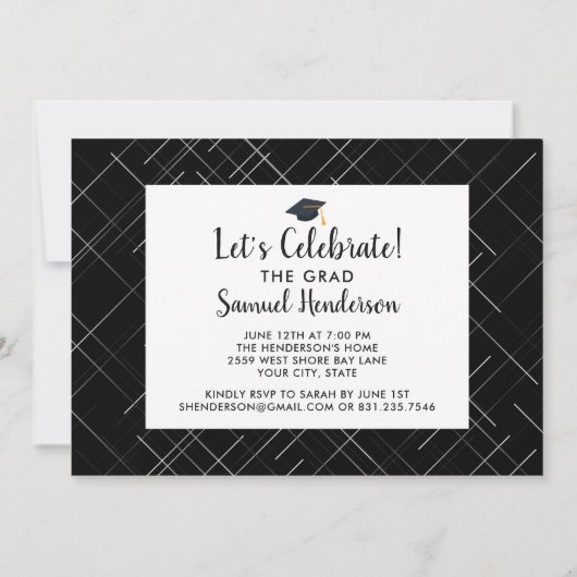 はっきりした卒業写真モダン卒業パーティー招待状 招待状 (裏面)