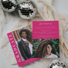 はっきりした卒業写真モダン発表 招待状