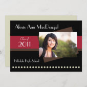 はっきりした卒業発表（赤） 招待状 (正面/裏面)