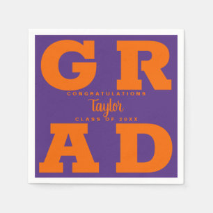 はっきりした卒業 紫の卒業式パーティーにオレンジ スタンダードカクテルナプキン
