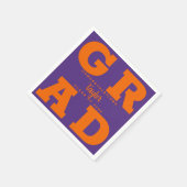 はっきりした卒業 |紫の卒業式パーティーにオレンジ スタンダードカクテルナプキン (角)