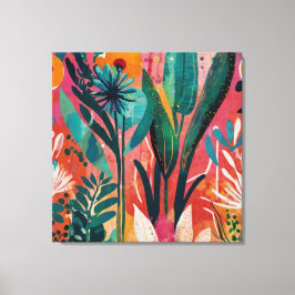 はっきりした及び鮮やかフローラアクリルカラフル植物学 キャンバスプリント