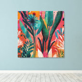 はっきりした及び鮮やかフローラアクリルカラフル植物学 キャンバスプリント (インサイチュ (ウッドフロア))