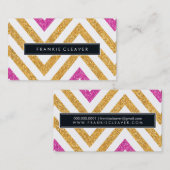 はっきりした山形トレンディーモダン金ゴールドグリッター 名刺 (正面/裏面)