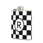 はっきりした市松模様に白黒 フラスク (左)