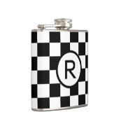 はっきりした市松模様に白黒 フラスク (右)