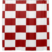 はっきりした市松模様に赤と白長方形 シャワーカーテン (正面)