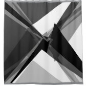 はっきりした幾何学モノクロ抽象芸術アート シャワーカーテン (正面)