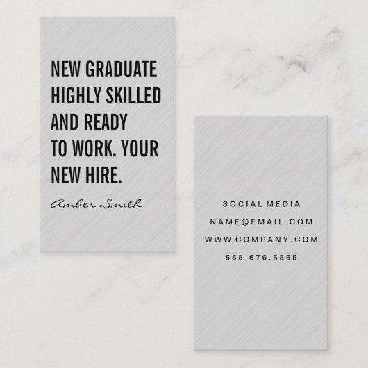 はっきりした引用文グレーのテクスチャ 名刺 (正面/裏面)