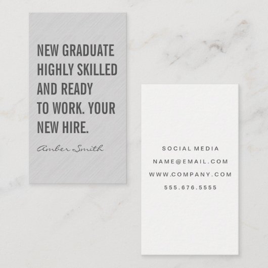 はっきりした引用文グレーのテクスチャ 名刺 (正面/裏面)