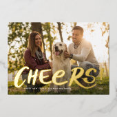 はっきりした応援シンプルおもしろいhappy new year photos 箔シーズンカード (正面)