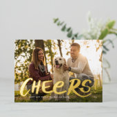 はっきりした応援シンプルおもしろいhappy new year photos 箔シーズンカード (立ち正面)