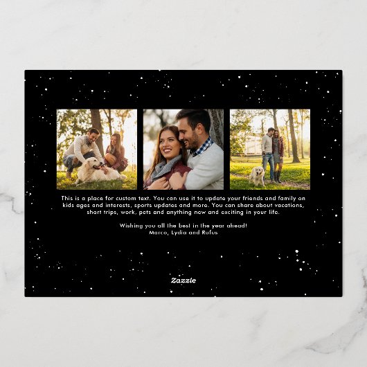 はっきりした応援シンプルおもしろいhappy new year photos 箔シーズンカード (裏面)