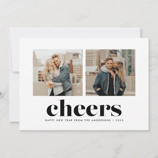 はっきりした応援2枚のフォト年賀状 シーズンカード (正面)