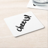 はっきりした応援!コースター – 黒 スクエアペーパーコースター (アングル)