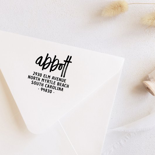 はっきりした手書きモダンファミリ名差出人住所 セルフインキングスタンプ