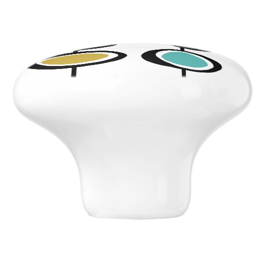 はっきりした抽象芸術ぶら下がったの中央世紀半モダンば セラミックノブ (側面)