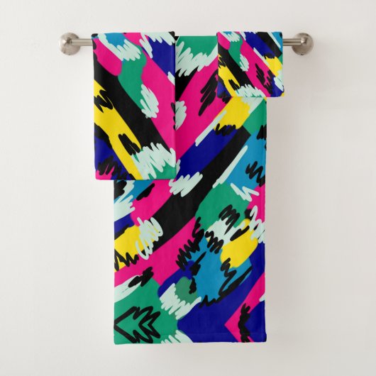 はっきりした抽象芸術アートの原色 バスタオルセット (インサイチュ)
