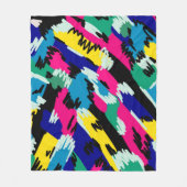 はっきりした抽象芸術アートの原色 フリースブランケット (正面)