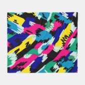 はっきりした抽象芸術アートの原色 フリースブランケット (正面(横))