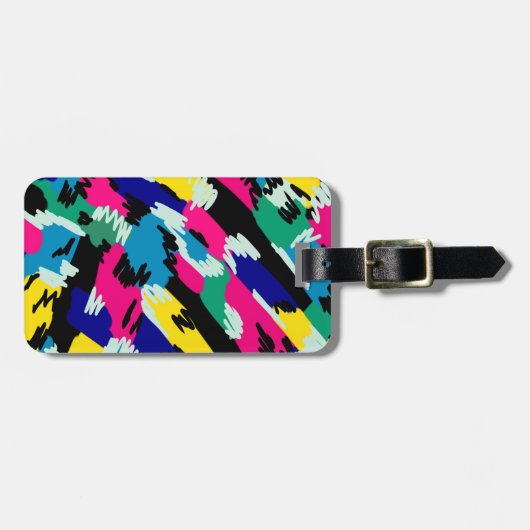 はっきりした抽象芸術アートの原色 ラゲッジタグ (正面横)