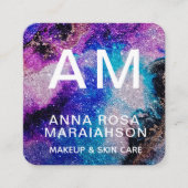 *～* はっきりした抽象芸術アートグリッターQRロゴ写真  スクエア名刺 (正面)