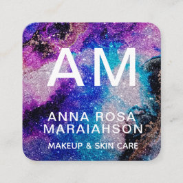 *~* はっきりした抽象芸術アートグリッターQRロゴ写真 スクエア名刺