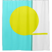 はっきりした抽象芸術アートサークルターコイズグリーンイエロー シャワーカーテン (正面)