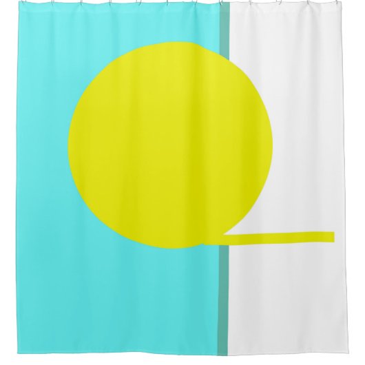 はっきりした抽象芸術アートサークルターコイズグリーンイエロー シャワーカーテン (正面)