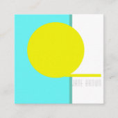 はっきりした抽象芸術アートサークルターコイズグリーンイエロー スクエア名刺 (正面)