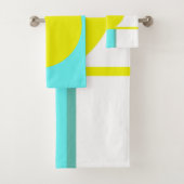 はっきりした抽象芸術アートサークルターコイズグリーンイエロー バスタオルセット (インサイチュ)