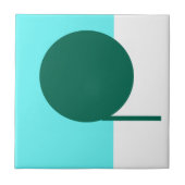 はっきりした抽象芸術アートサークルターコイズグリーンホワイト タイル (正面)