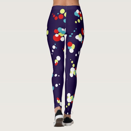 はっきりした抽象芸術アートレッドブルーイエローサークル レギンス (裏面)