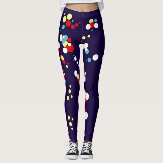 はっきりした抽象芸術アートレッドブルーイエローサークル レギンス (正面)