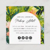 はっきりした抽象芸術カラフルフローラメイクアップアーティスト スクエア名刺 (裏面)