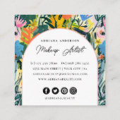 はっきりした抽象芸術カラフルフローラメイクアップアーティスト スクエア名刺 (裏面)