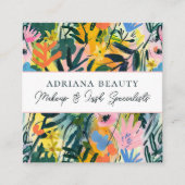 はっきりした抽象芸術カラフルフローラメイクアップアーティスト スクエア名刺 (正面)
