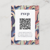 はっきりした抽象芸術カラフルフローラQRコード結婚式RSVP エンクロージャーカード (正面)