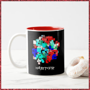はっきりした抽象芸術キュパーソナライズされたーブMUG ツートーンマグカップ