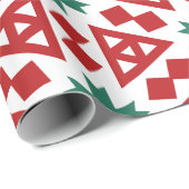 はっきりした抽象芸術クリスマスツリーとリース ラッピングペーパー (ロールコーナー)