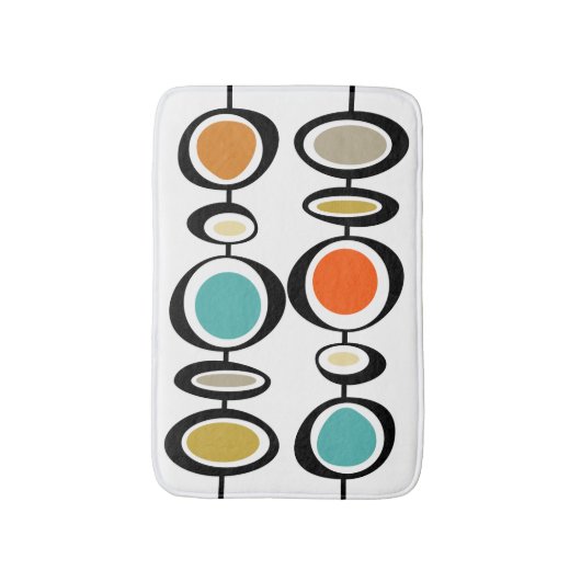 はっきりした抽象芸術サークルミッドセンチュリーモダンレトロ バスマット (正面縦)