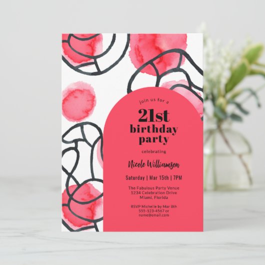 はっきりした抽象芸術パタモダンーン21歳の誕生日パーティー 招待状 (スタンド正面)