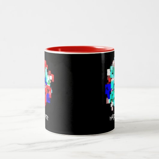 はっきりした抽象芸術パーソナライズされたキューブのミュート ツートーンマグカップ (中央)