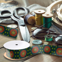 はっきりした抽象芸術ヒッピクールー赤い緑の部族 サテンリボン