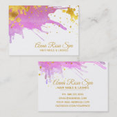 * はっきりした抽象芸術ピンクの水彩金ゴールドルクスグラム 名刺 (正面/裏面)