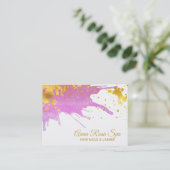 * はっきりした抽象芸術ピンクの水彩金ゴールドルクスグラム 名刺 (スタンド正面)