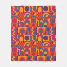 はっきりした抽象芸術ブランケット鮮やか-レトロデザイン フリースブランケット