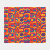 はっきりした抽象芸術ブランケット鮮やか-レトロデザイン フリースブランケット (正面(横))