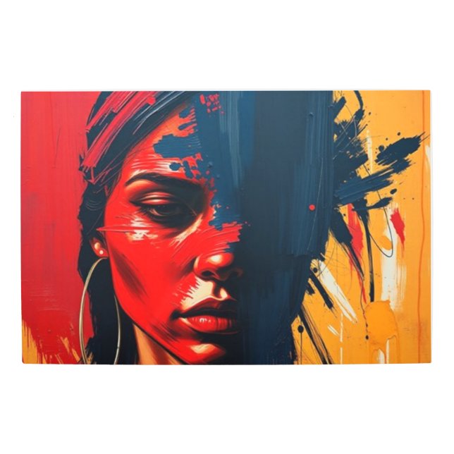 はっきりした抽象芸術ポートレートアートプリント鮮やか- モダン メタルプリント (正面)